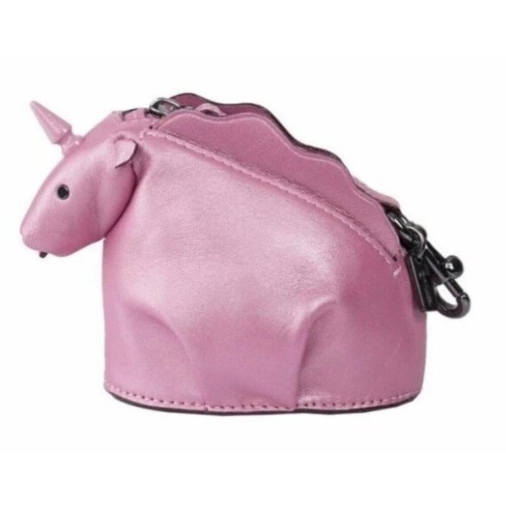 Coach Uni Rose Pink Glove Tanned Leather Unicorn Coin Pouch keychain bag charm - Picture 7 of 8